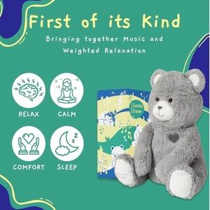 New Jumble Dream Bear Music Heartbeat Sensory Stuffed Plush Calming Comfort Grey